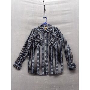 Wrangler Shirt Mens XL Western Pearl Snap Aztec Stripe Long Sleeve Rodeo